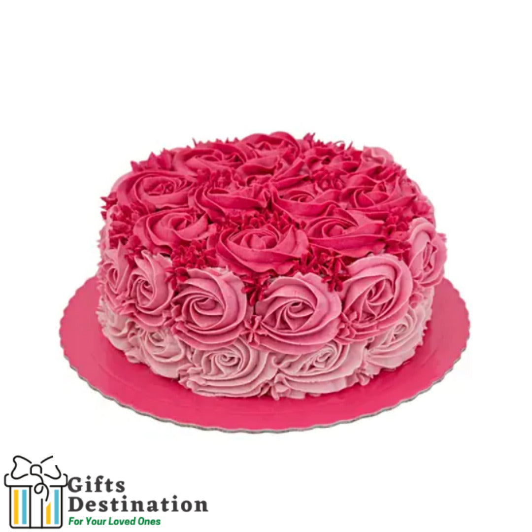 Buttercream Pink Floral Cake | Pink Buttercream Rose Cake – Liliyum  Patisserie & Cafe
